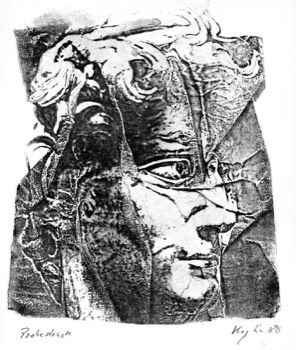  Selbst aus der Serie Masken, 1988, Lithographie, 23 x 28 cm 